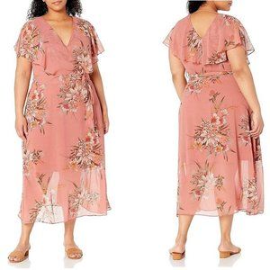 City Chic Gypsy Floral Faux Wrap Maxi Dress L/20
